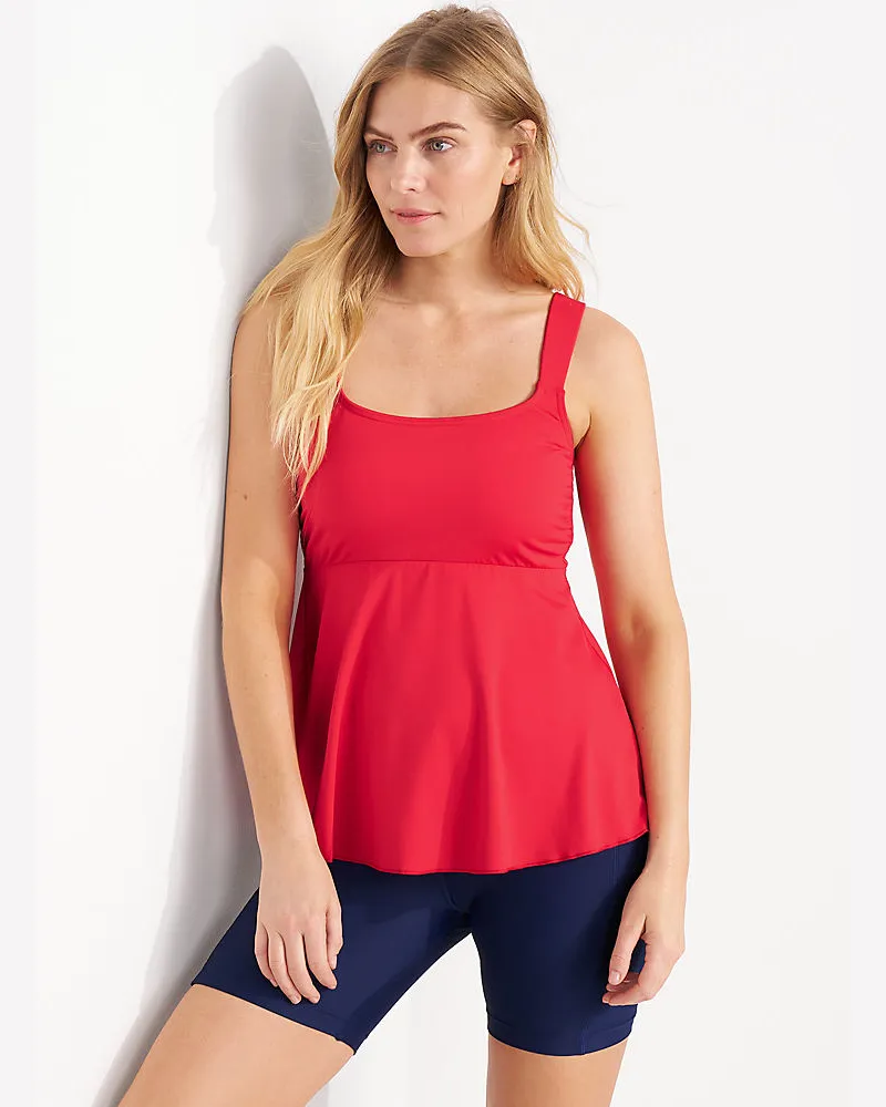 Lands' End Ausgestelltes Tankinitop mit U-Ausschnitt, Damen, Größe regular, Rot, Elasthan/Polyester-Mischung/Nylon-Mischung, by Rot
