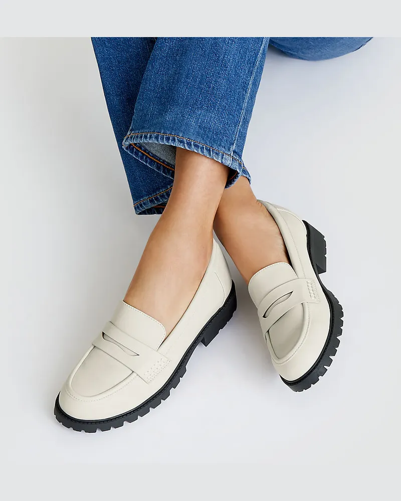 Lands' End Pennyloafer mit Chunky-Sohle, Damen, Größe regular, Weiß, by Weiß
