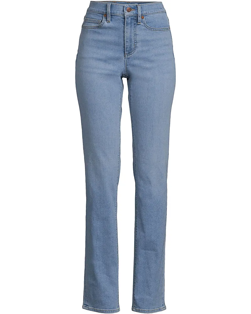 Lands' End Straight Fit Recover High Waist Jeans, Damen, Größe plus, Blau, Baumwoll-Mischung, by Blau