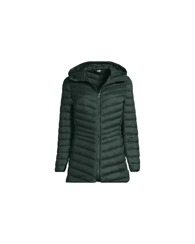Lands' End Daunenjacke WANDERWEIGHT Verstaubar Ultraleicht mit Kapuze, Damen, Größe:32-34 regular, Grün, Nylon/Daunen, by Grün