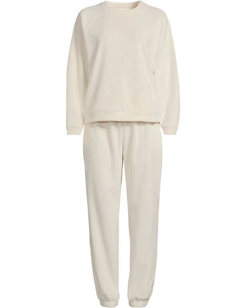 Lands' End Lounge-Set aus Samt, Damen, Größe plus, Weiß, Polyester/Polyester-Mischung, by Weiß