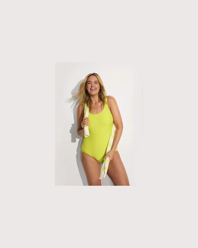Lands' End Jacquard Komfort-Badeanzug, Damen, Größe plus, Grün, Elasthan/Nylon-Mischung, by Grün