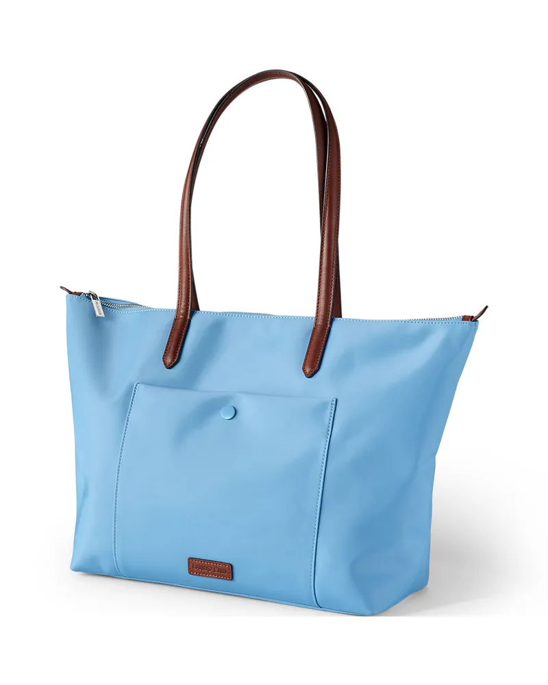 Lands' End Wasserabweisende, verstaubare Shoppertasche, Damen, Größe:null regular, Blau, Nylon/Leder, by Blau