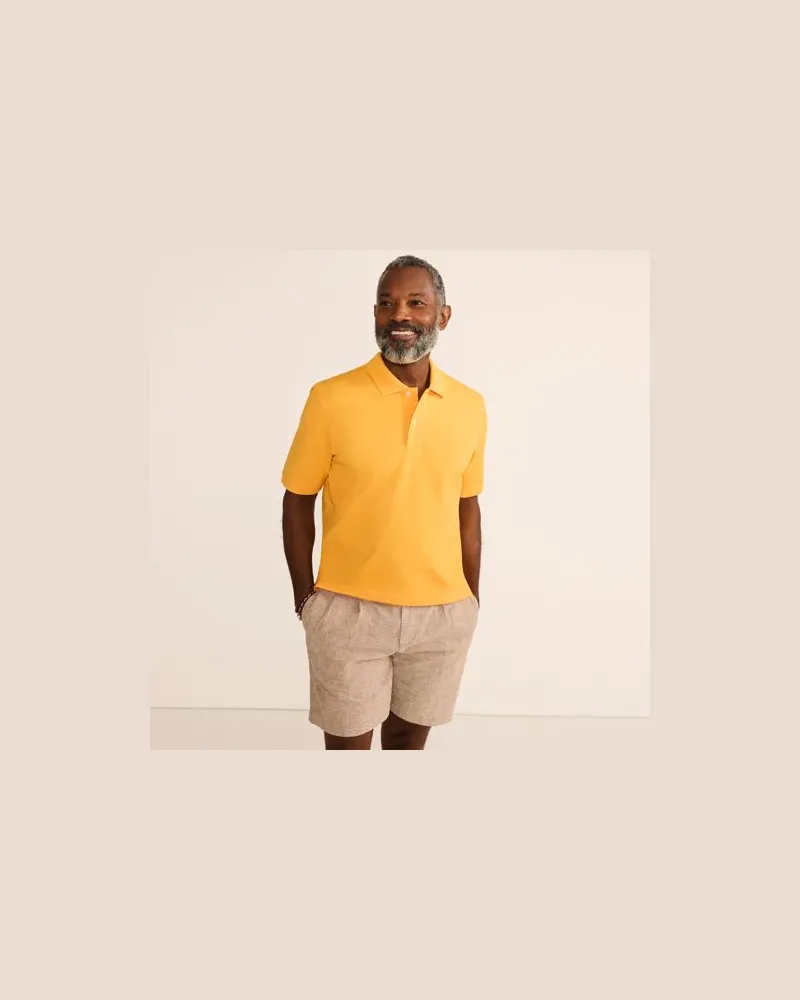 Lands' End Komfort-Piqué-Polo mit Stretch, Classic Fit, Herren, Größe:60 regular, Orange, Baumwolle/Elasthan, by Orange