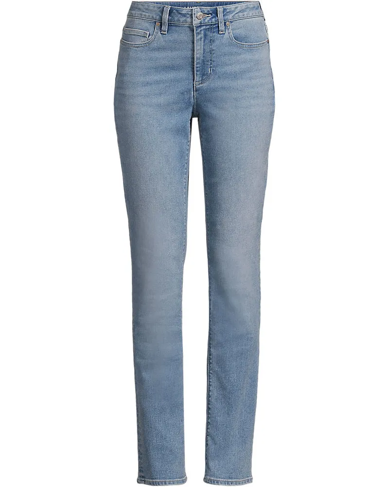 Lands' End Straight Fit Recover Jeans Mid Waist, Damen, Größe plus, Blau, Elasthan/Baumwoll-Mischung/Polyester-Mischung, by Blau