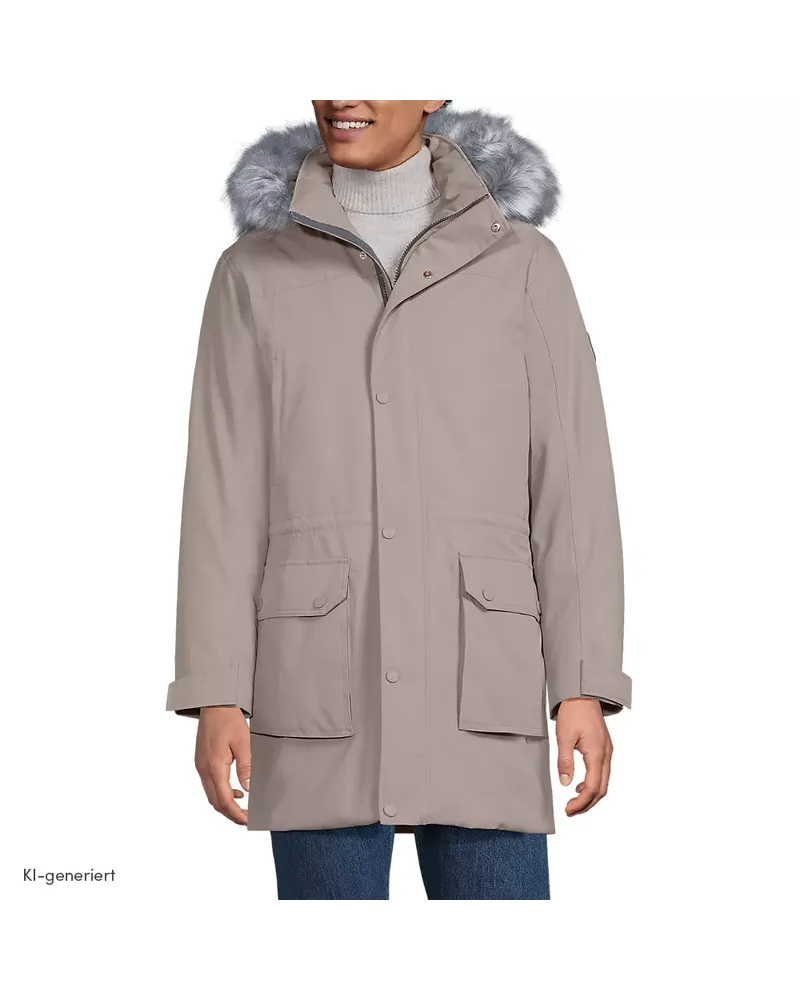 Lands' End EXPEDITIONS Daunenparka, Herren, Größe regular, Beige, Polyester, by Beige