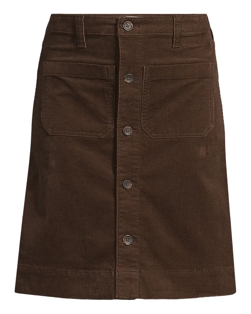 Lands' End Durchgeknöpfter Mid Waist Feincord-Rock, Damen, Größe:34 regular, Braun, Baumwoll-Mischung, by Braun
