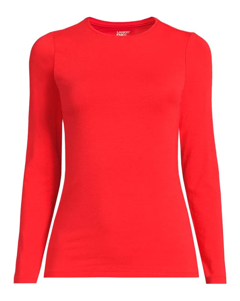 Lands' End Shirt aus Baumwolle/Modal-Mix mit Rundausschnitt, Damen, Größe regular, Rot, Elasthan/Baumwolle Modal, by Rot