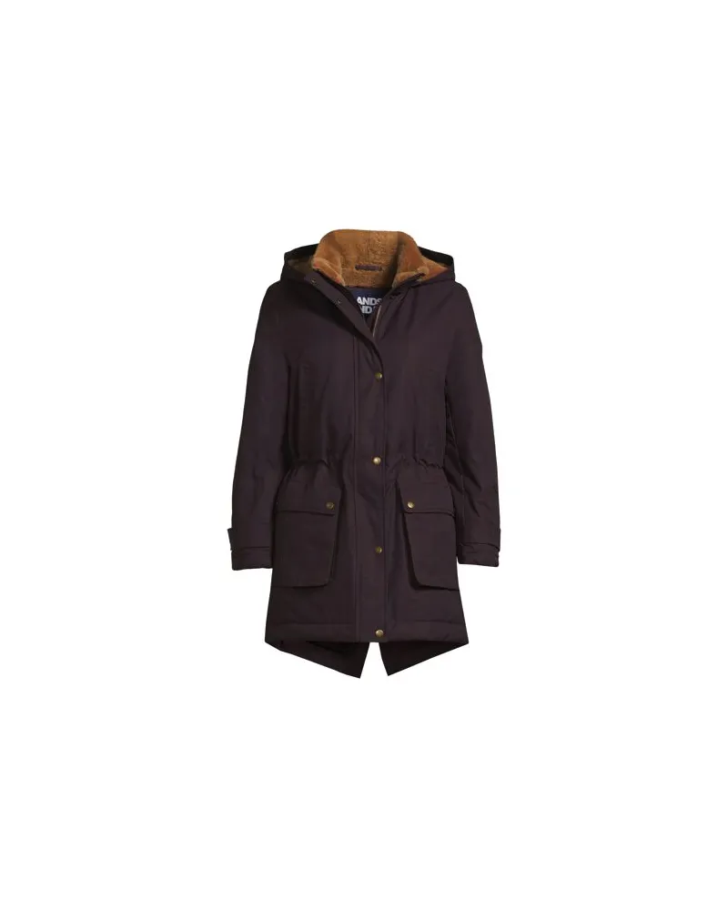 Lands' End Wasserabweisender Baumwoll-Parka mit Webpelzfutter, Damen, Größe:40-42 petite, Rot, by Rot