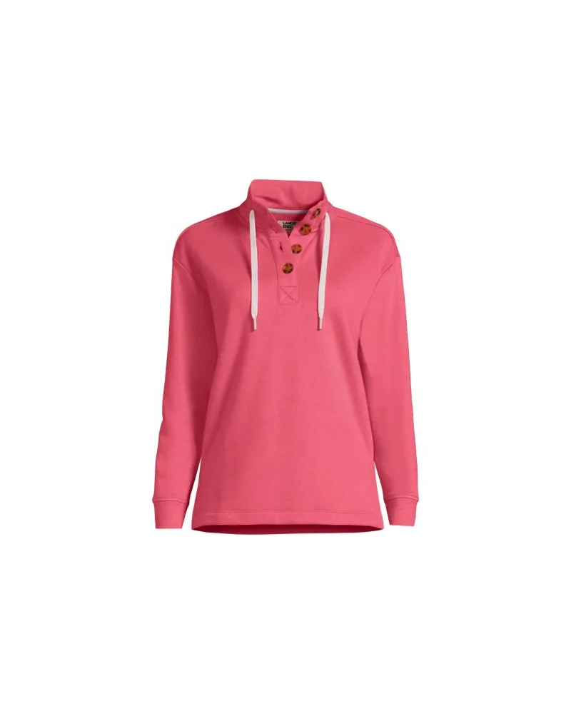 Lands' End Pullover SERIOUS SWEATS mit Knopfleiste, Damen, Größe:44-46 regular, Pink, Baumwoll-Mischung/Polyester-Mischung, by Pink
