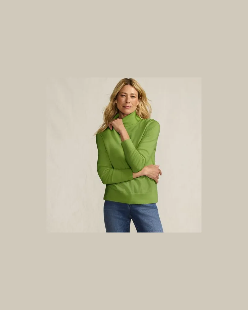 Lands' End Merino-Pullover mit weitem Rollkragen, Damen, Größe:32-34 petite, Grün, by Grün