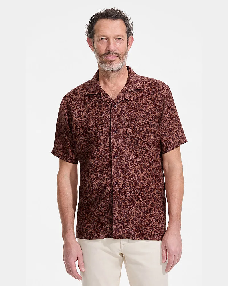 Lands' End Premium Reinleinen-Hemd mit Kuba-Kragen, Herren, Größe tall, Braun, Baumwolle/Leinen, by Braun