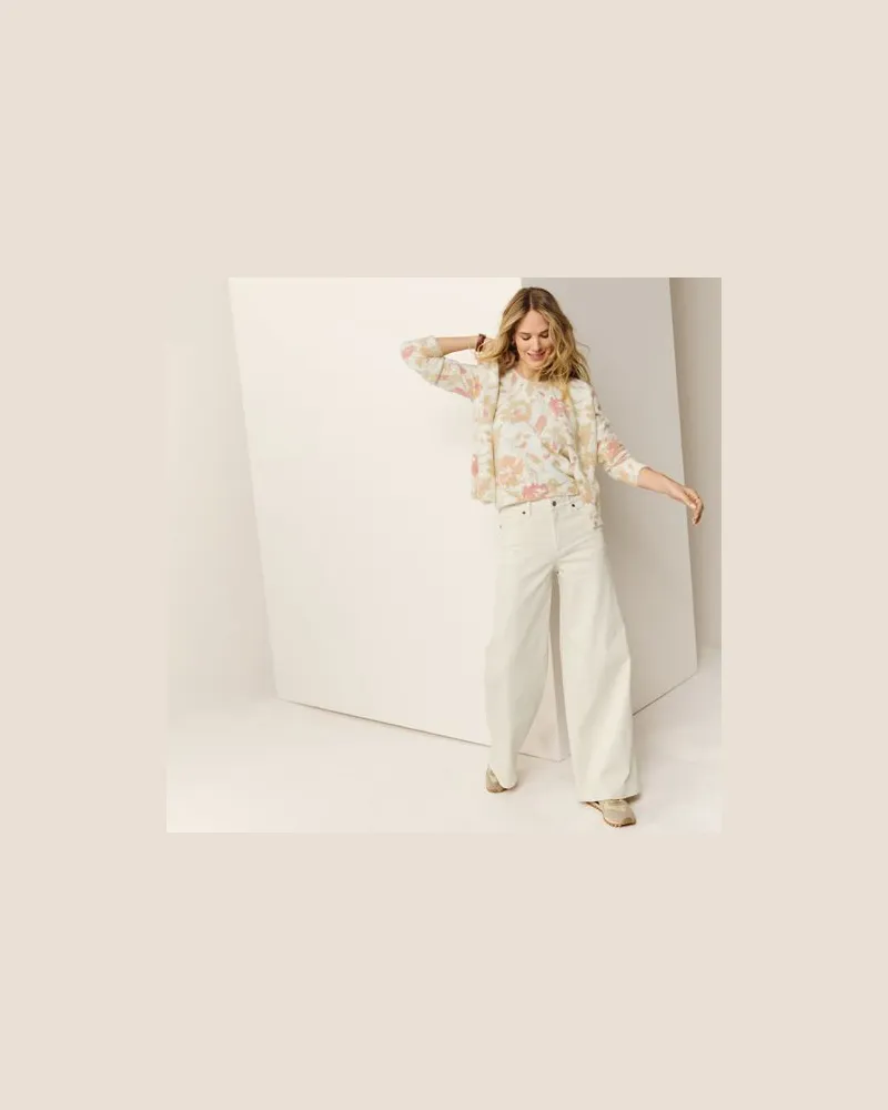 Lands' End High Waist Jeans mit extraweitem Bein, Damen, Größe:34 regular, Weiß, Elasthan/Baumwoll-Mischung, by Weiß