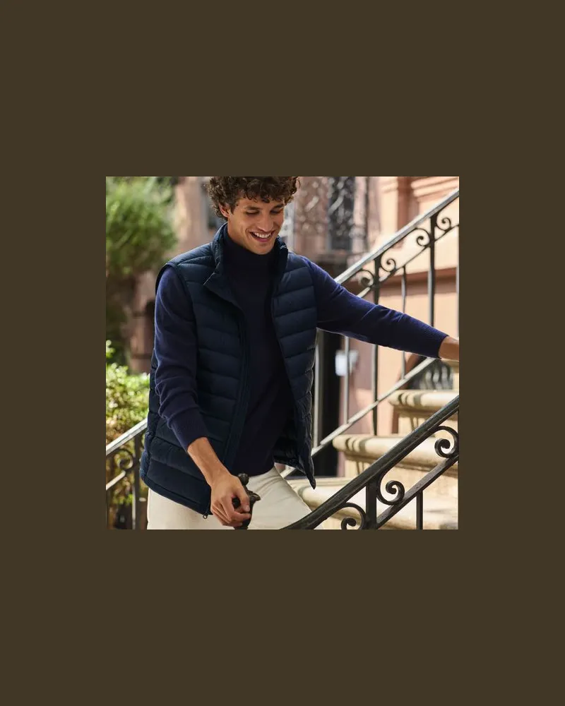 Lands' End Ultraleichte verstaubare Wanderweight-Daunenweste, Herren, Größe:52-54 regular, Blau, Polyester/Nylon/Daunen, by Blau