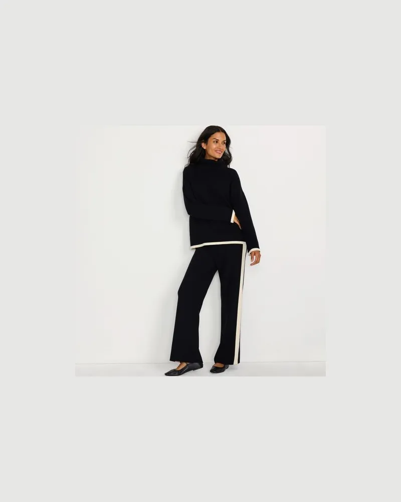 Lands' End Feinstrick-Rollkragenpullover, Damen, Größe regular, Schwarz, by Schwarz