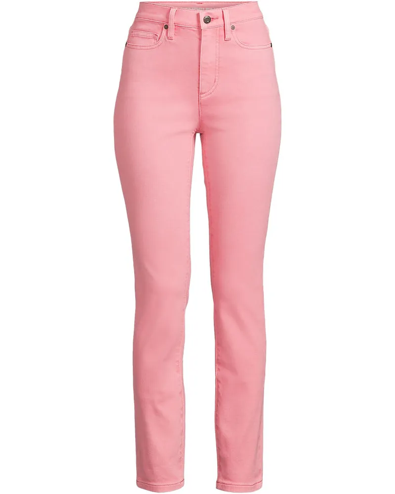 Lands' End Slim Fit Stretch-Jeans High Waist, Damen, Größe plus, Pink, Elasthan/Baumwoll-Mischung/Polyester-Mischung, by Pink