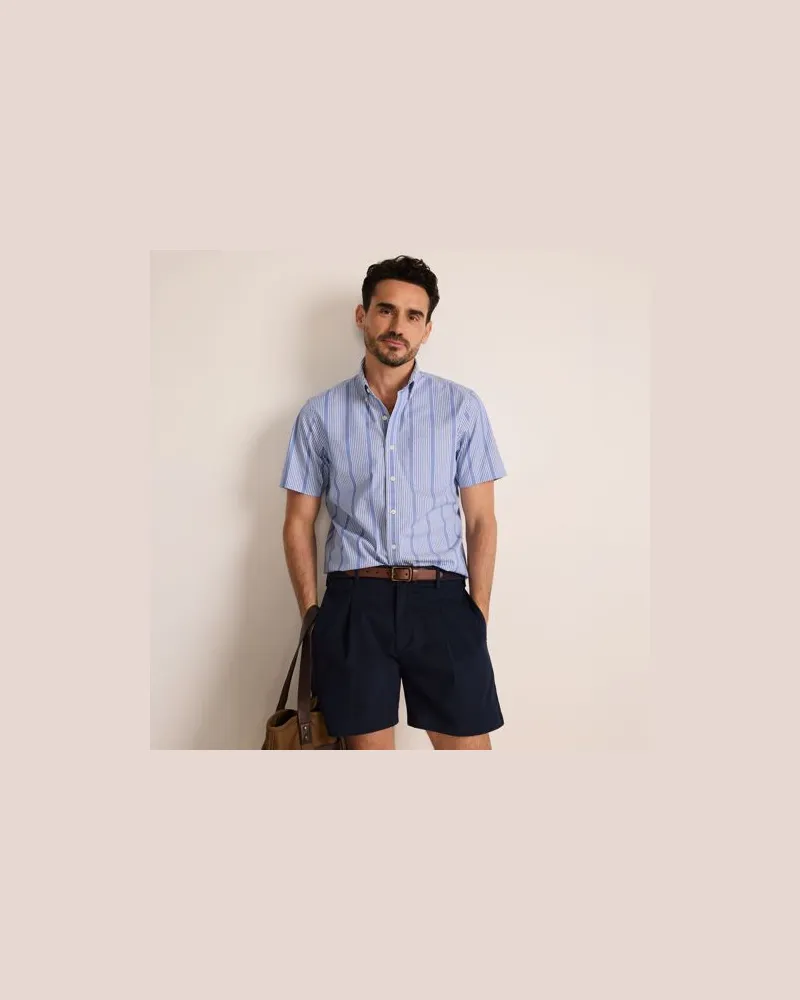 Lands' End Ultimativ-Hemd mit kurzen Ärmeln, Classic Fit, Herren, Größe:48-50 regular, Blau, Elasthan/Baumwoll-Mischung/Polyester-Mischung, by Blau