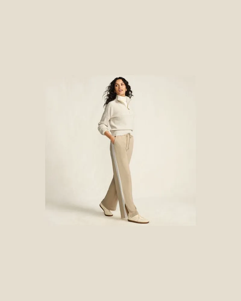 Lands' End Gerade Jerseyhose mit Kontraststreifen, Damen, Größe:44-46 regular, Weiß, Baumwolle, by Weiß