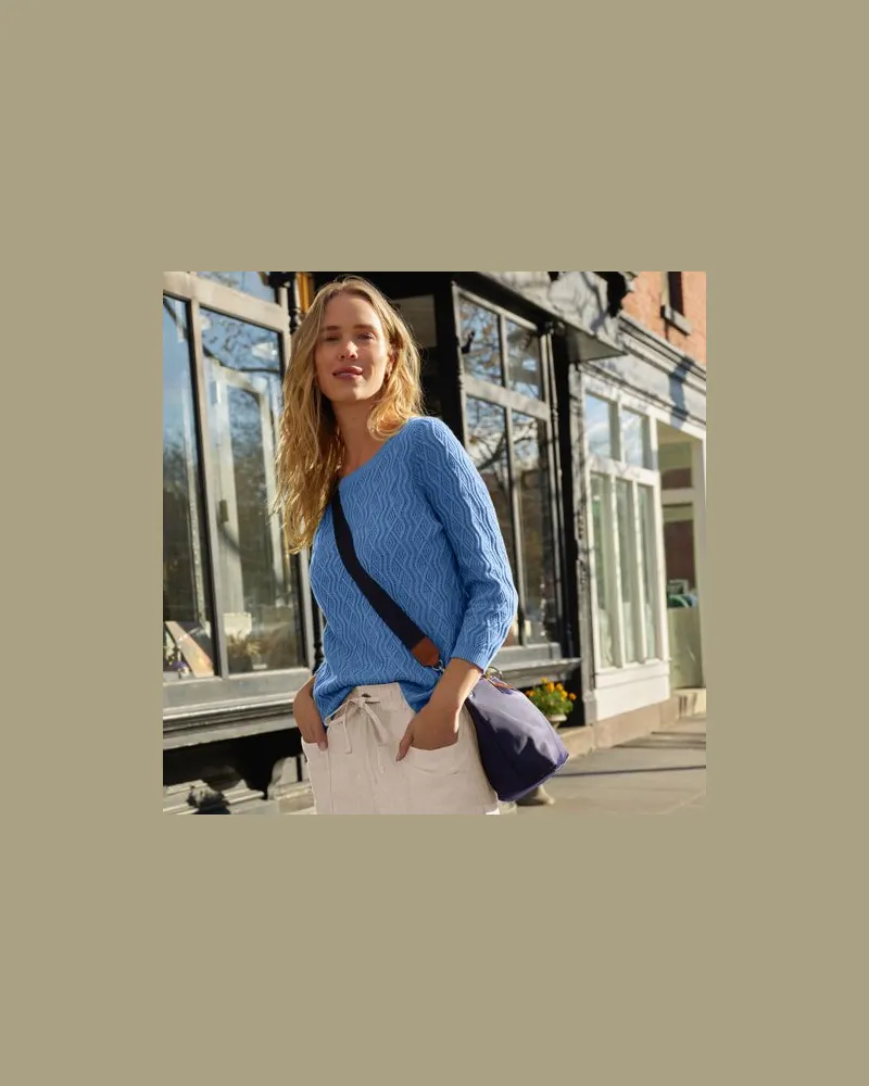 Lands' End Pullover aus Leinenmix, Damen, Größe:32-34 petite, Blau, Baumwolle/Leinen/Baumwoll-Mischung, by Blau