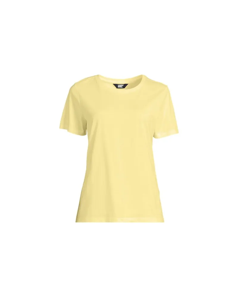 Lands' End Supima T-Shirt mit Rundhalsausschnitt, Damen, Größe plus, Gelb, Baumwolle, by Gelb