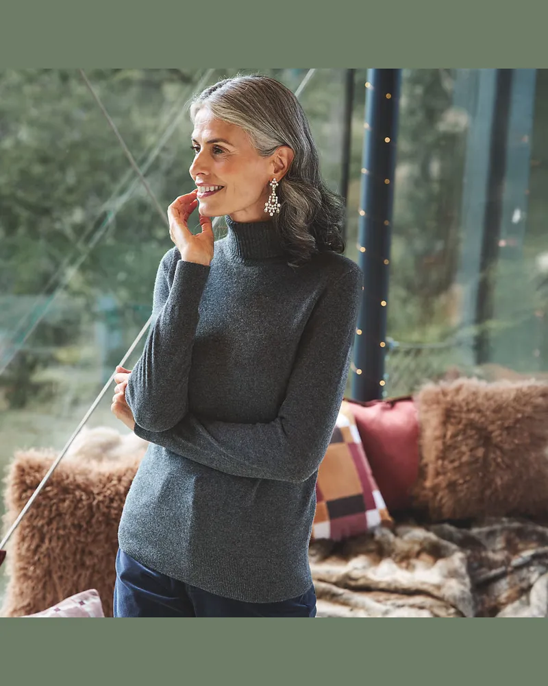 Lands' End Rollkragen-Pullover aus Kaschmir, Damen, Größe regular, Beige, Kaschmir, by Beige