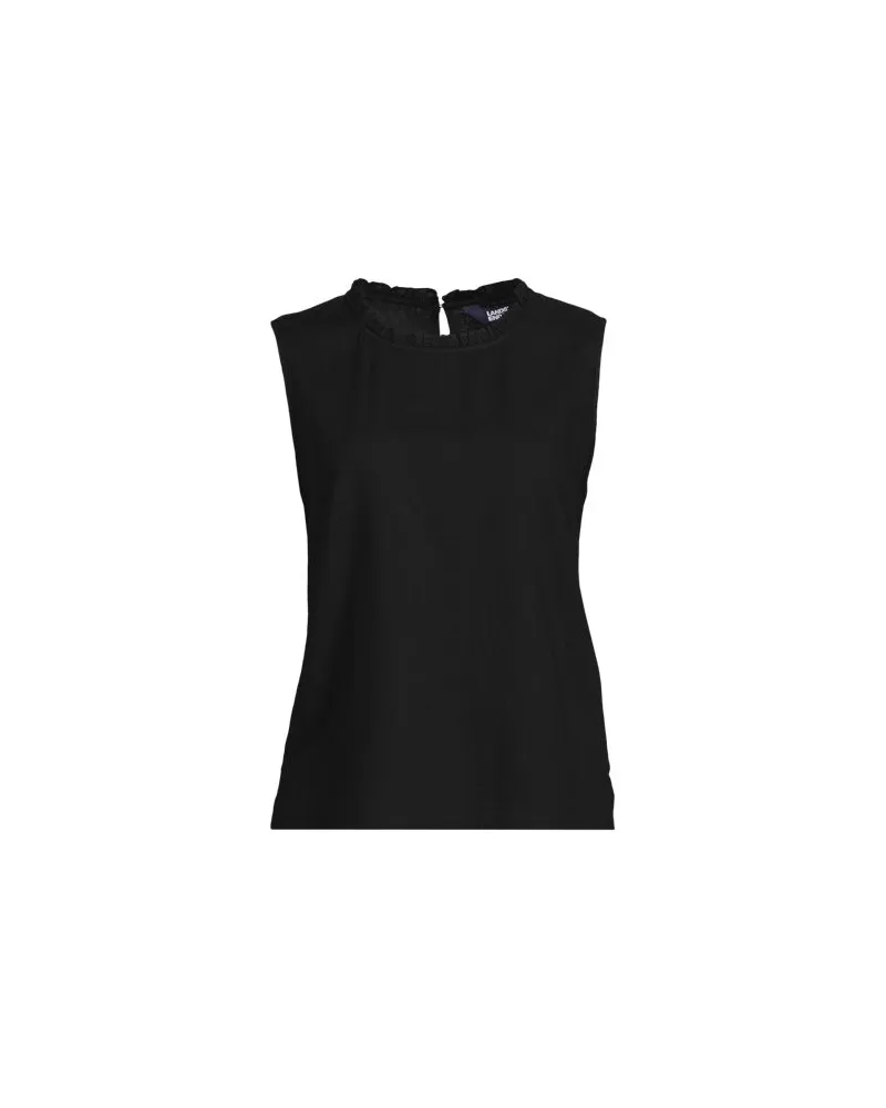 Lands' End Ärmelloses Top im Leinenmix, Damen, Größe regular, Schwarz, Leinen/Viskose, by Schwarz