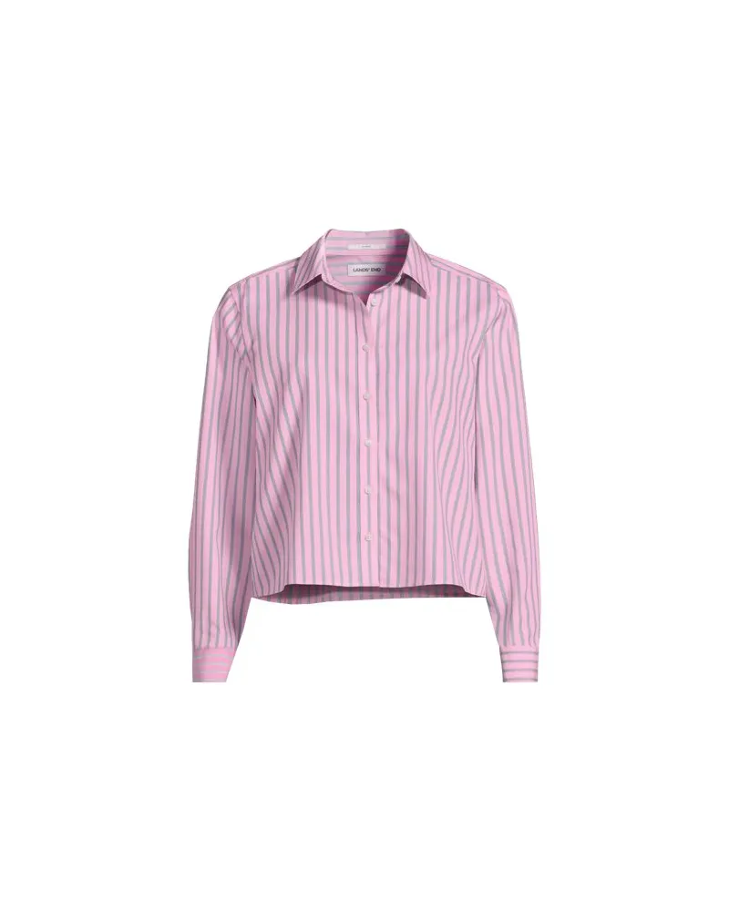 Lands' End Kurze, bügelfreie Hemdbluse, Damen, Größe:44-46 regular, Pink, Baumwolle, by Pink