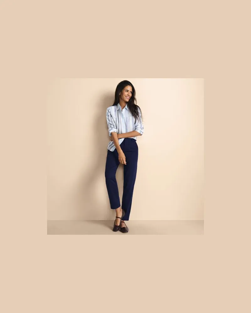 Lands' End 7/8-Chinos mit geradem Bein Mid Waist, Damen, Größe regular, Blau, by Blau