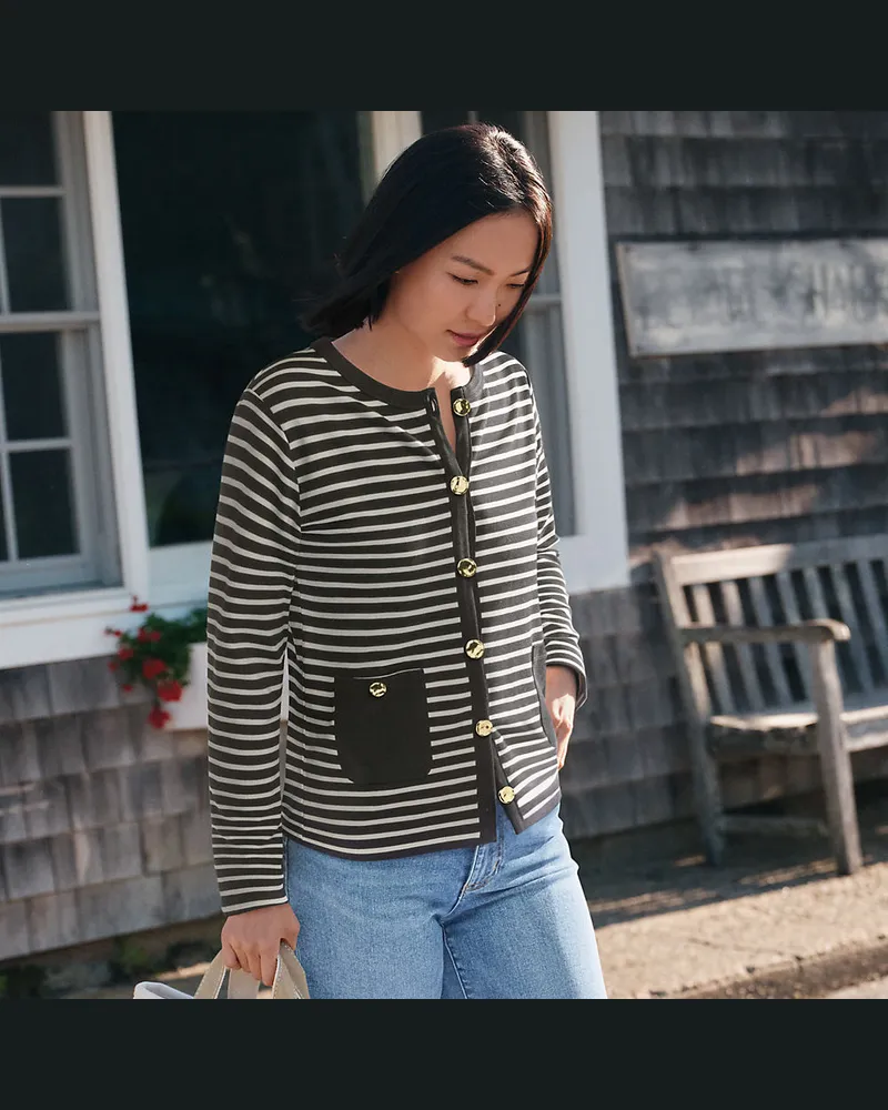 Lands' End Feinstrick-Cardigan, Damen, Größe regular, Schwarz, Polyester/Viskose/Polyester-Mischung, by Schwarz