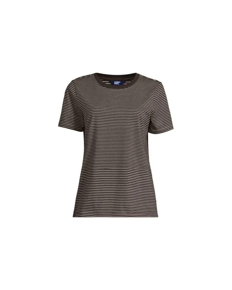 Lands' End Supima T-Shirt mit Rundhalsausschnitt, Damen, Größe:44-46 petite, Braun, Baumwolle, by Braun