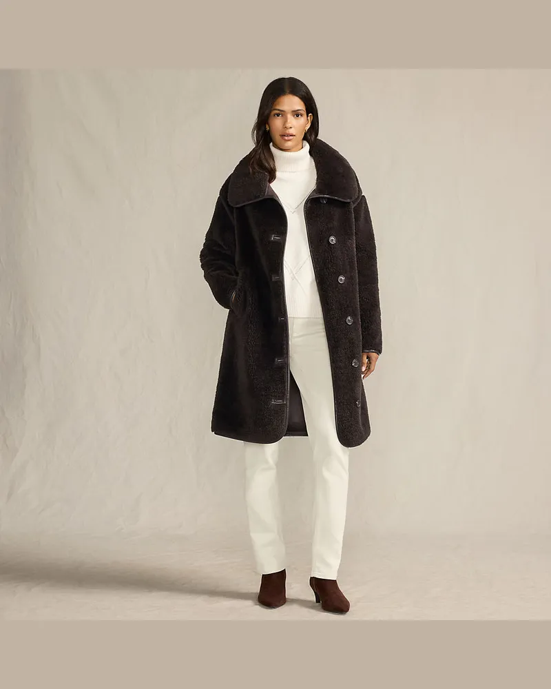Lands' End Webpelzmantel, Damen, Größe regular, Braun, Polyester, by Braun