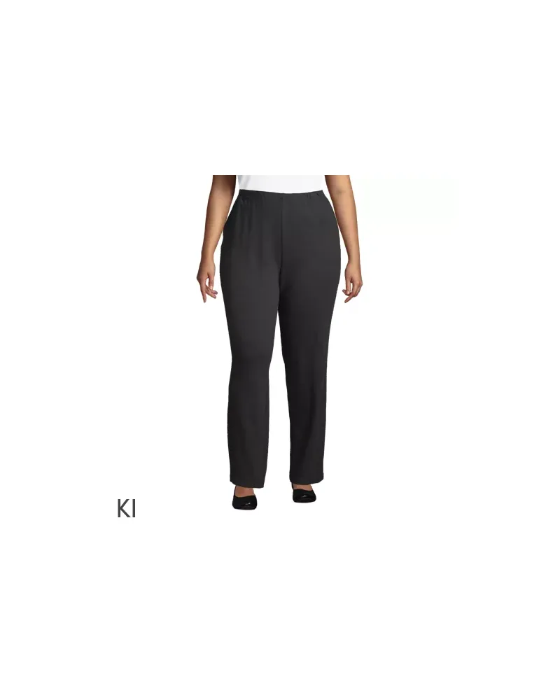 Lands' End Straight Fit Freizeithose SPORT KNIT, Damen, Größe plus, Schwarz, Baumwolle, by Schwarz