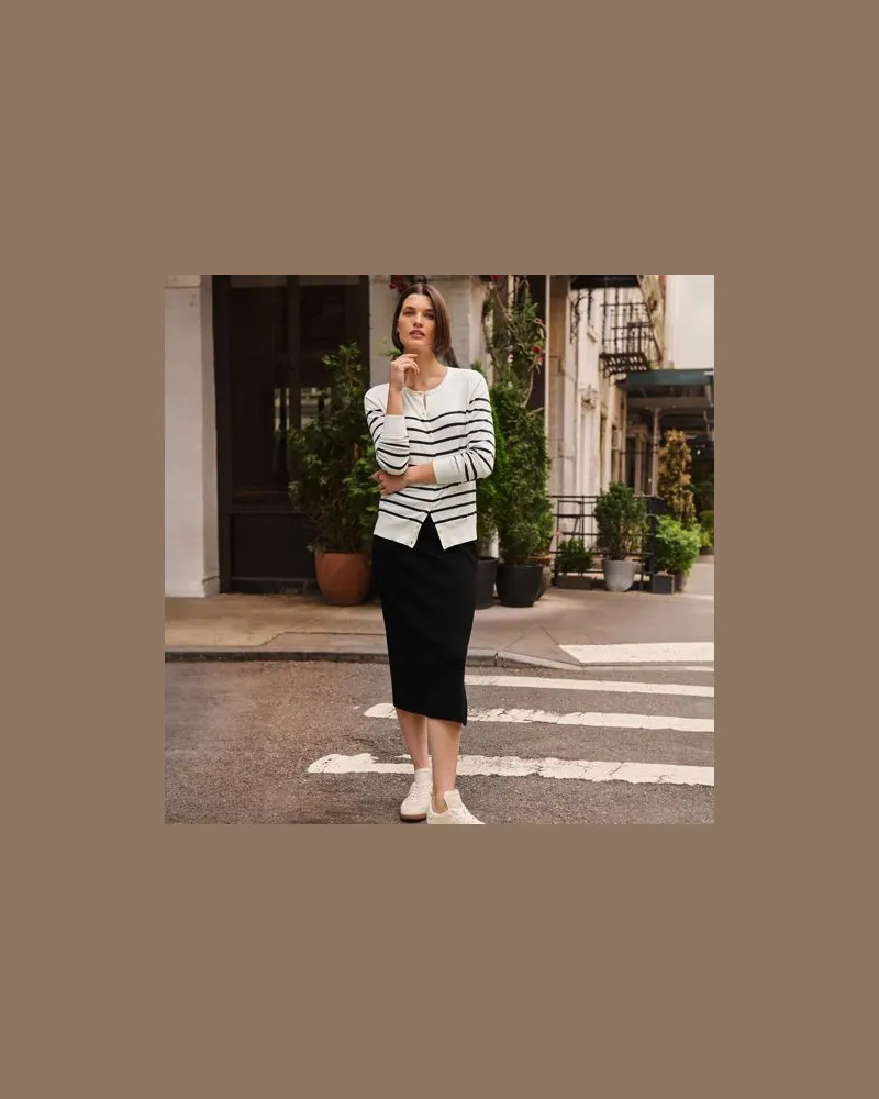 Lands' End Feinstrick-Midirock, Damen, Größe regular, Schwarz, by Schwarz