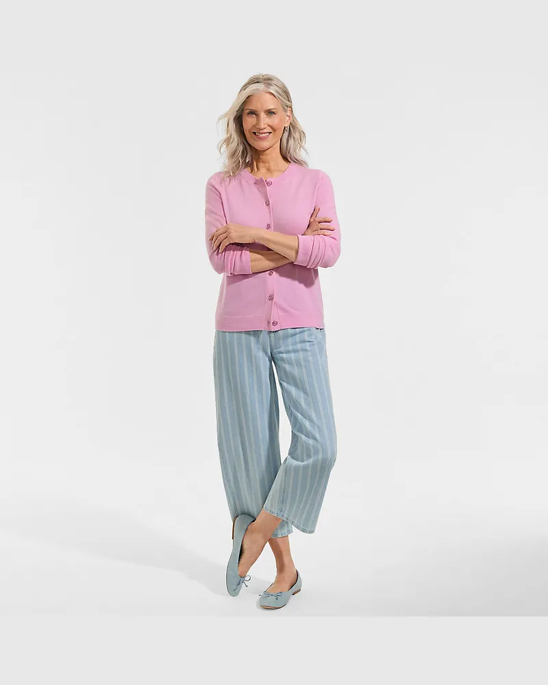 Lands' End Merino-Cardigan, Damen, Größe regular, Pink, by Pink