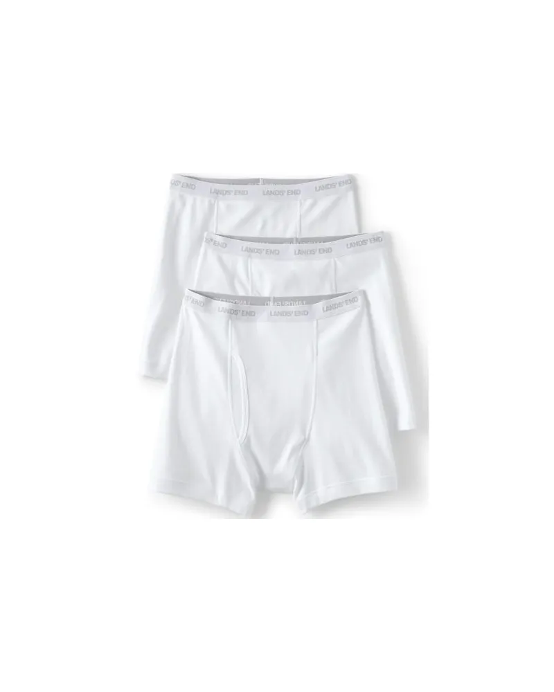 Lands' End Baumwoll-Boxershorts (3er-Set), Herren, Größe:52-54 regular, Weiß, Baumwolle, by Weiß