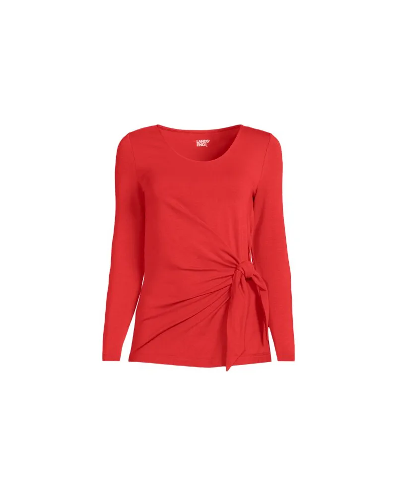 Lands' End Langarmshirt mit Knotendetail aus Baumwolle/Modal-Mix, Damen, Größe:40-42 regular, Orange, Elasthan/Baumwoll-Mischung, by Orange