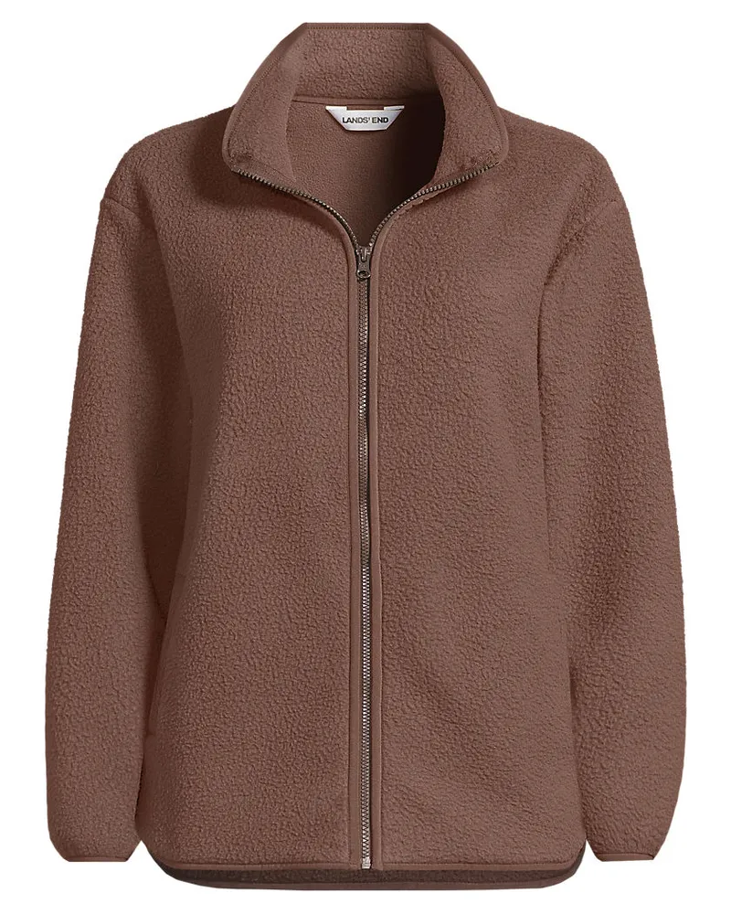 Lands' End Teddyfleece-Jacke mit Reißverschluss, Damen, Größe plus, Braun, Polyester, by Braun
