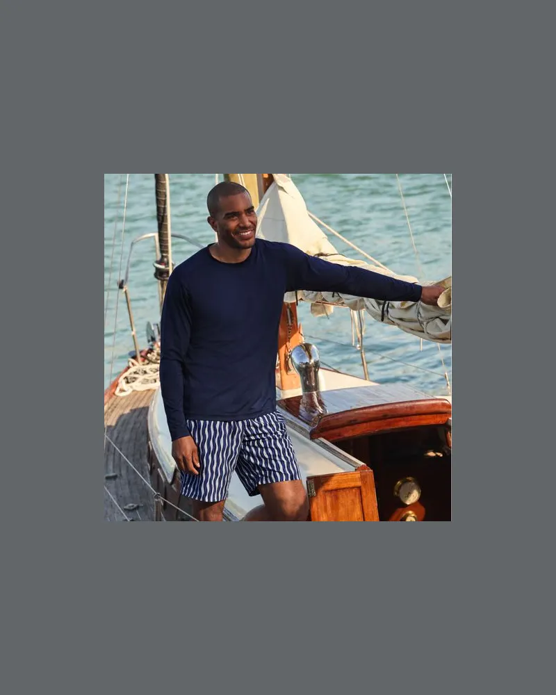 Lands' End Langarm-Badeshirt, Herren, Größe:60 regular, Blau, by Blau