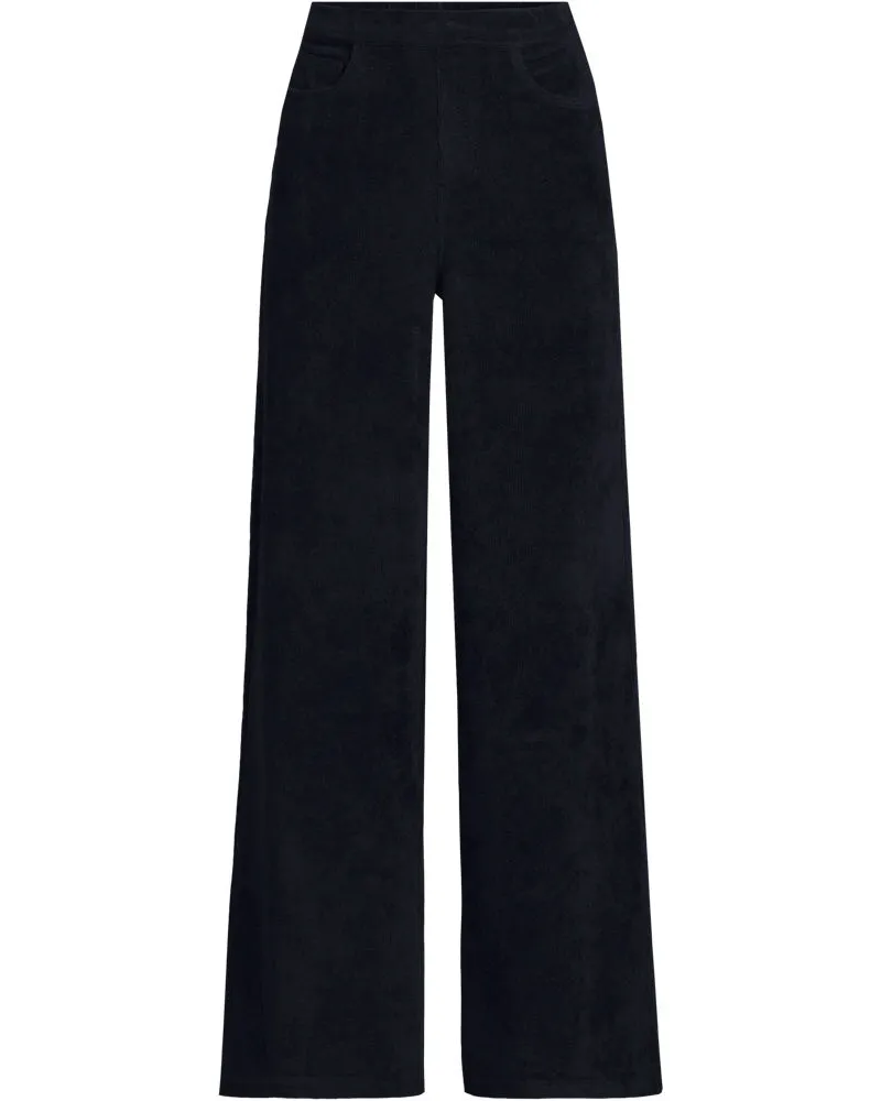 Lands' End Stretchcord-Hose SPORT KNIT mit weitem Bein, Damen, Größe regular, Schwarz, Baumwoll-Mischung/Polyester-Mischung, by Schwarz