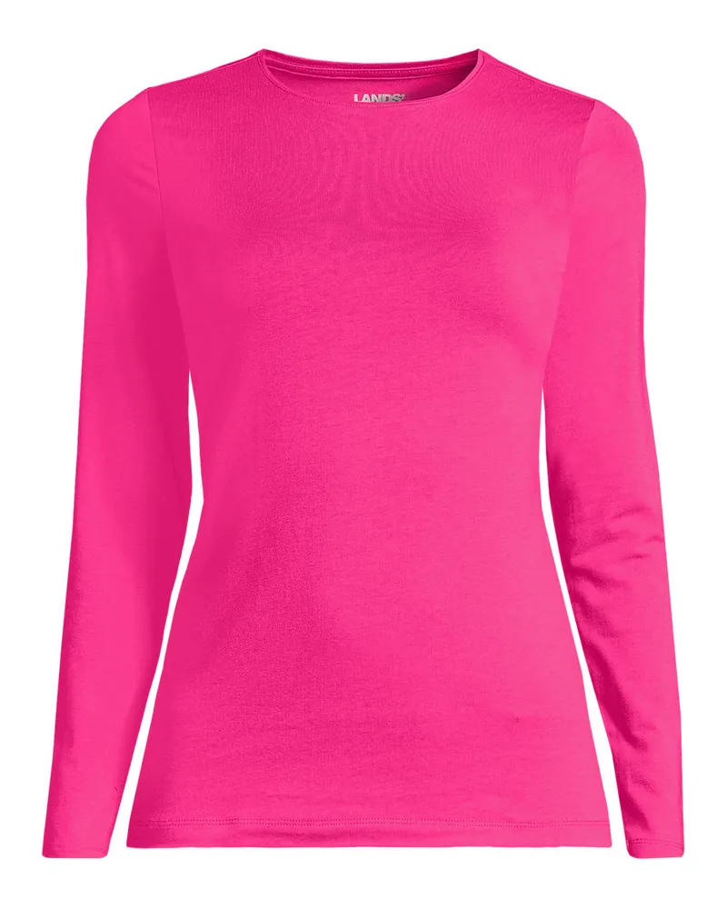 Lands' End Shirt aus Baumwolle/Modal-Mix mit Rundausschnitt, Damen, Größe petite, Pink, Baumwolle Modal, by Pink