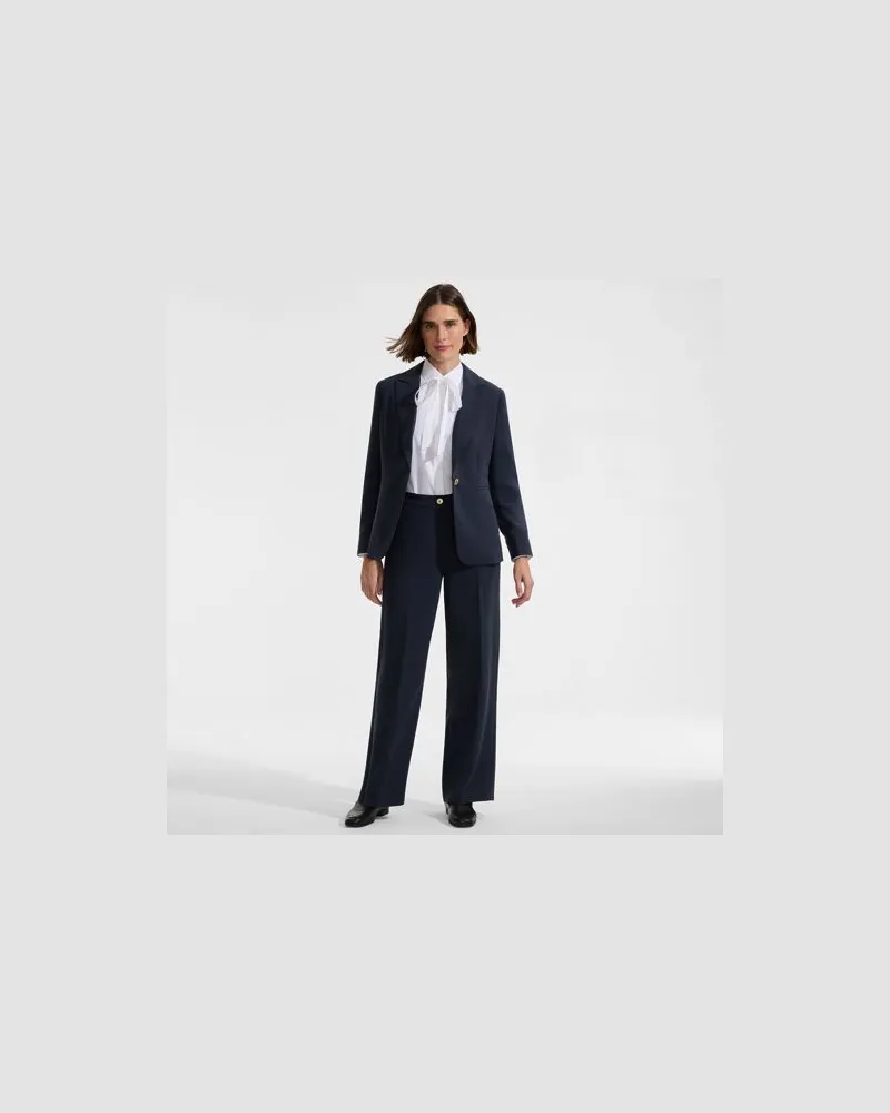 Lands' End Crêpe-Blazer, Damen, Größe regular, Blau, Polyester, by Blau