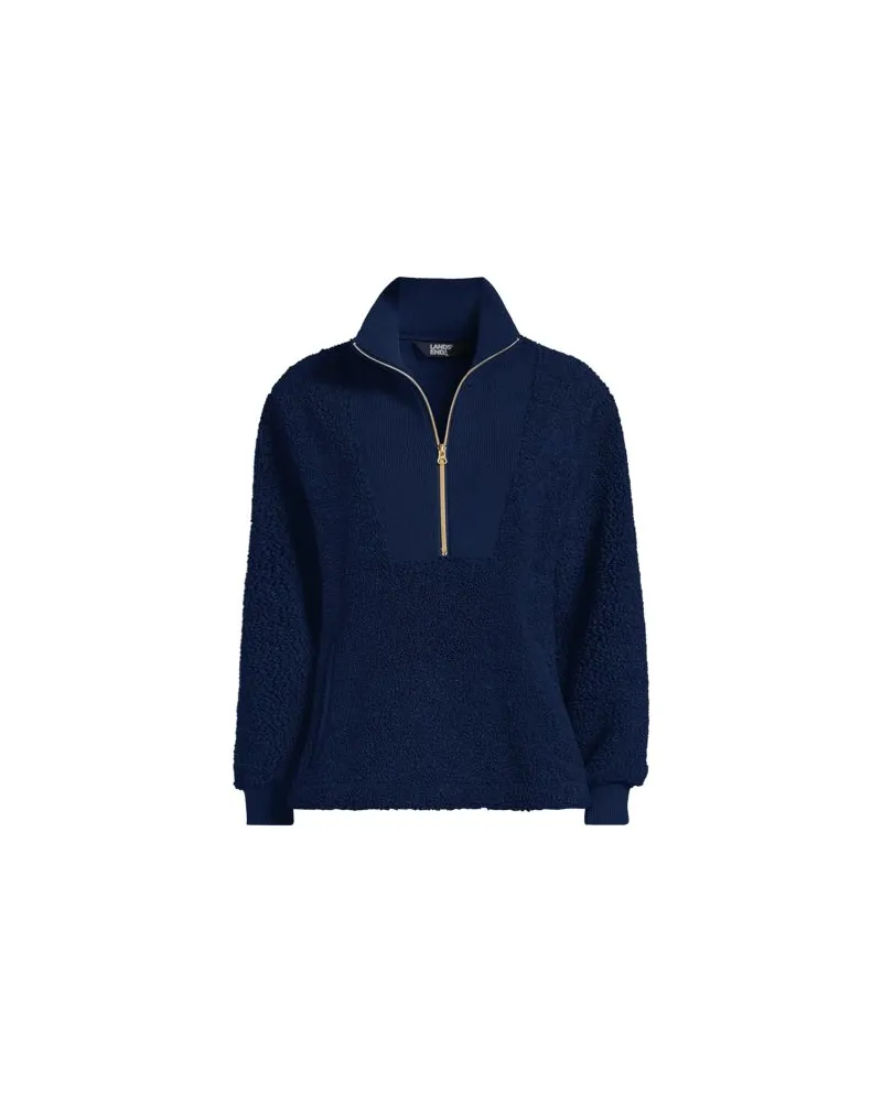 Lands' End Teddy-Pullover mit Reißverschluss, Damen, Größe plus, Blau, Polyester, by Blau