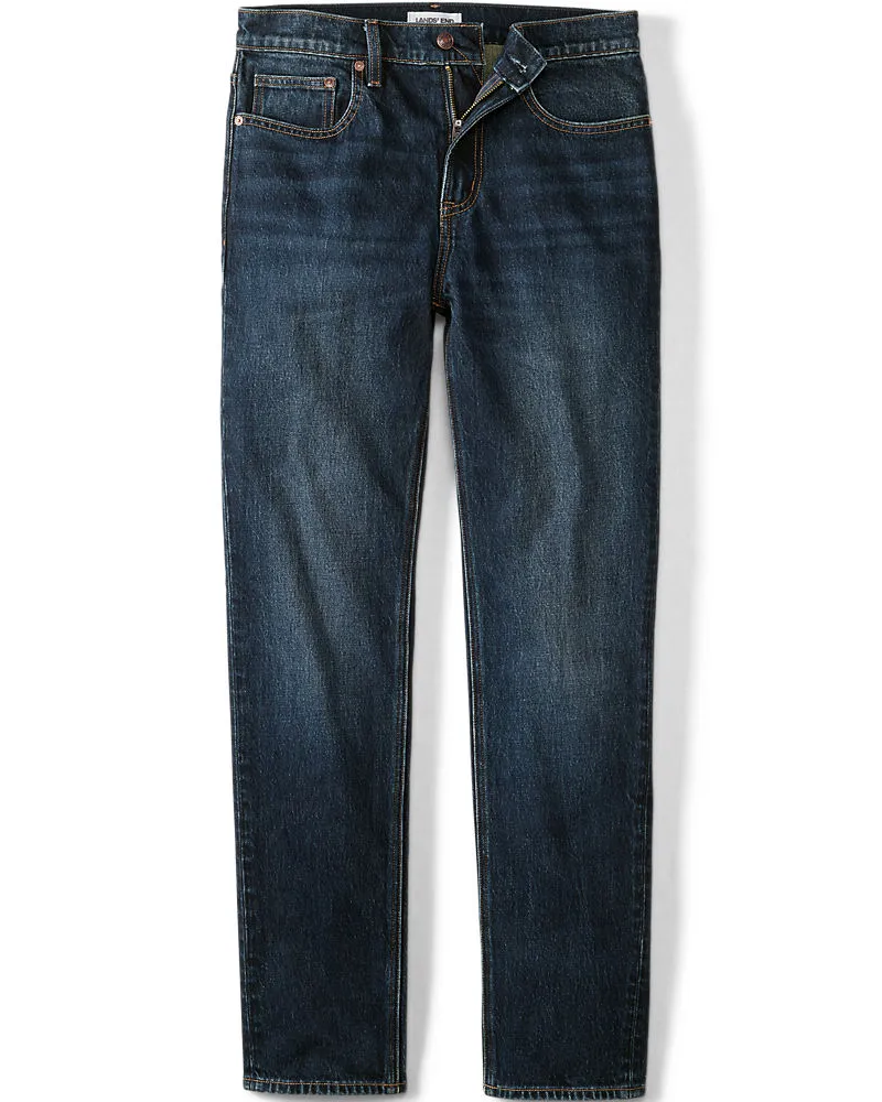 Lands' End Stretch-Denim Jeans, Slim Fit, Herren, Größe regular, Blau, Baumwoll-Mischung, by Blau
