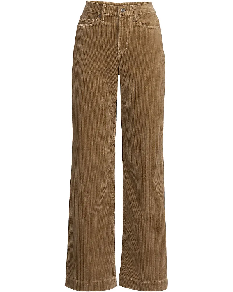 Lands' End Breitcord-Hose High Waist mit weitem Bein, Damen, Größe plus, Braun, Elasthan/Baumwoll-Mischung, by Braun