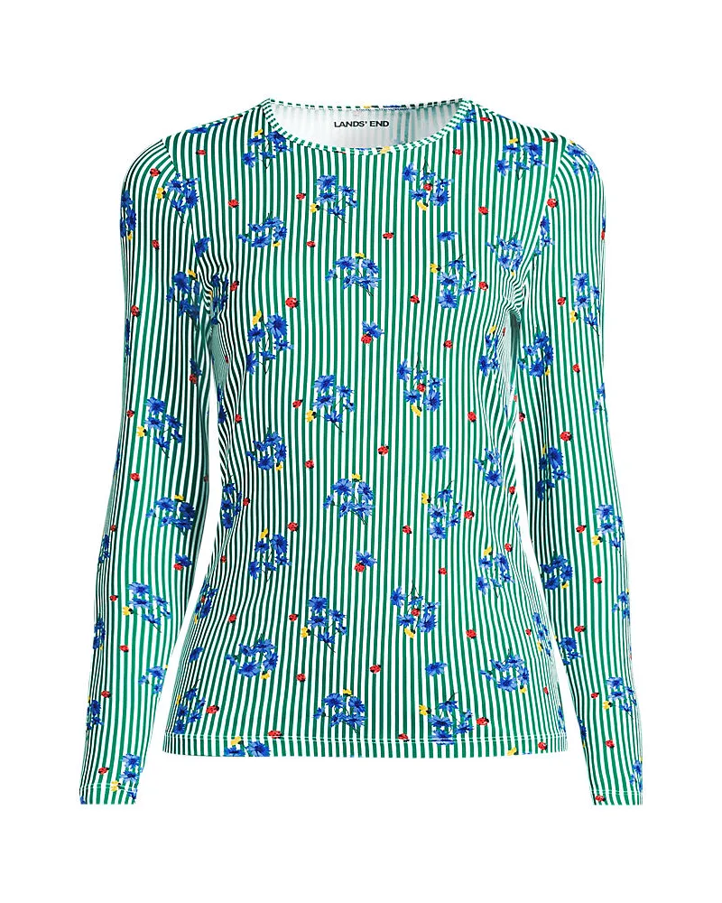 Lands' End Schnelltrocknendes UPF 50 Sonnenschutz-Badeshirt, Damen, Größe regular, Grün, Nylon-Mischung, by Grün