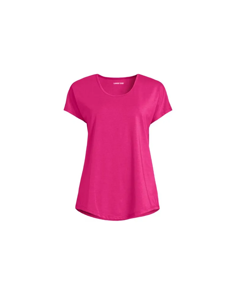 Lands' End Shirt aus Baumwolle/Modal-Mix mit Ballett-Ausschnitt, Damen, Größe plus, Pink, Baumwolle Modal, by Pink