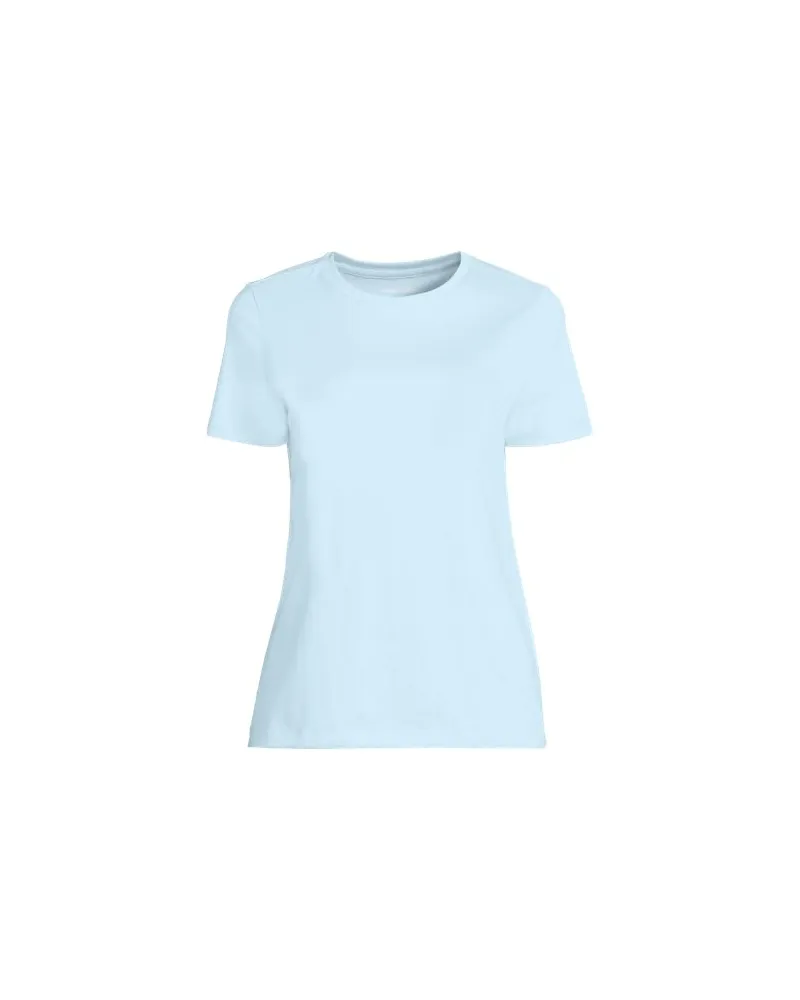 Lands' End Supima Kurzarm-Shirt mit rundem Ausschnitt, Damen, Größe plus, Blau, Baumwolle, by Blau