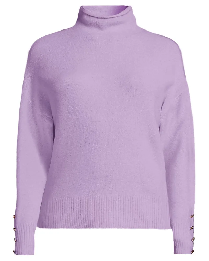 Lands' End Soft Touch Stehkragenpullover mit Ärmelknöpfen, Damen, Größe regular, Lila, Polyacryl/Woll-Mischung/Nylon-Mischung, by Lila