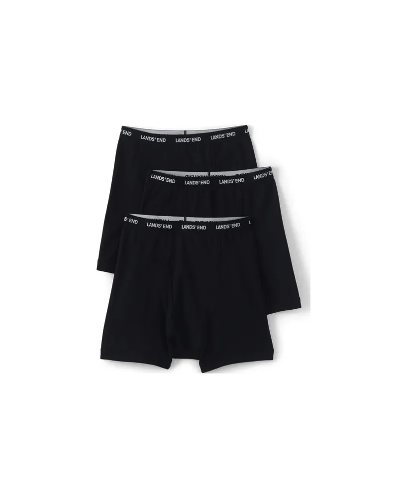 Lands' End Baumwoll-Boxershorts (3er-Set), Herren, Größe:44-46 regular, Schwarz, Baumwolle, by Schwarz