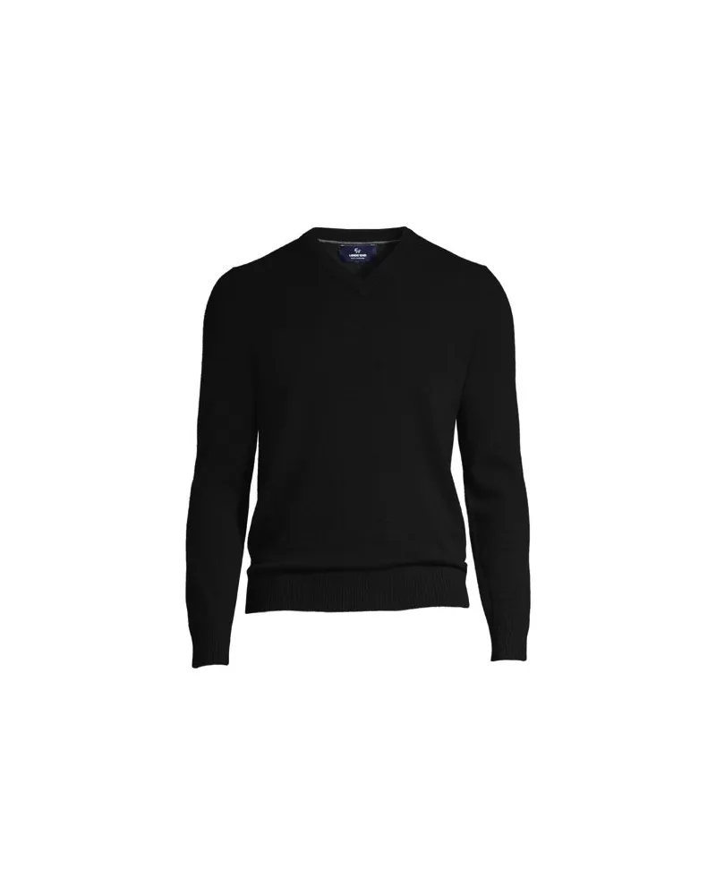Lands' End Kaschmirpullover mit V-Ausschnitt, Herren, Größe:60 regular, Schwarz, Kaschmir, by Schwarz